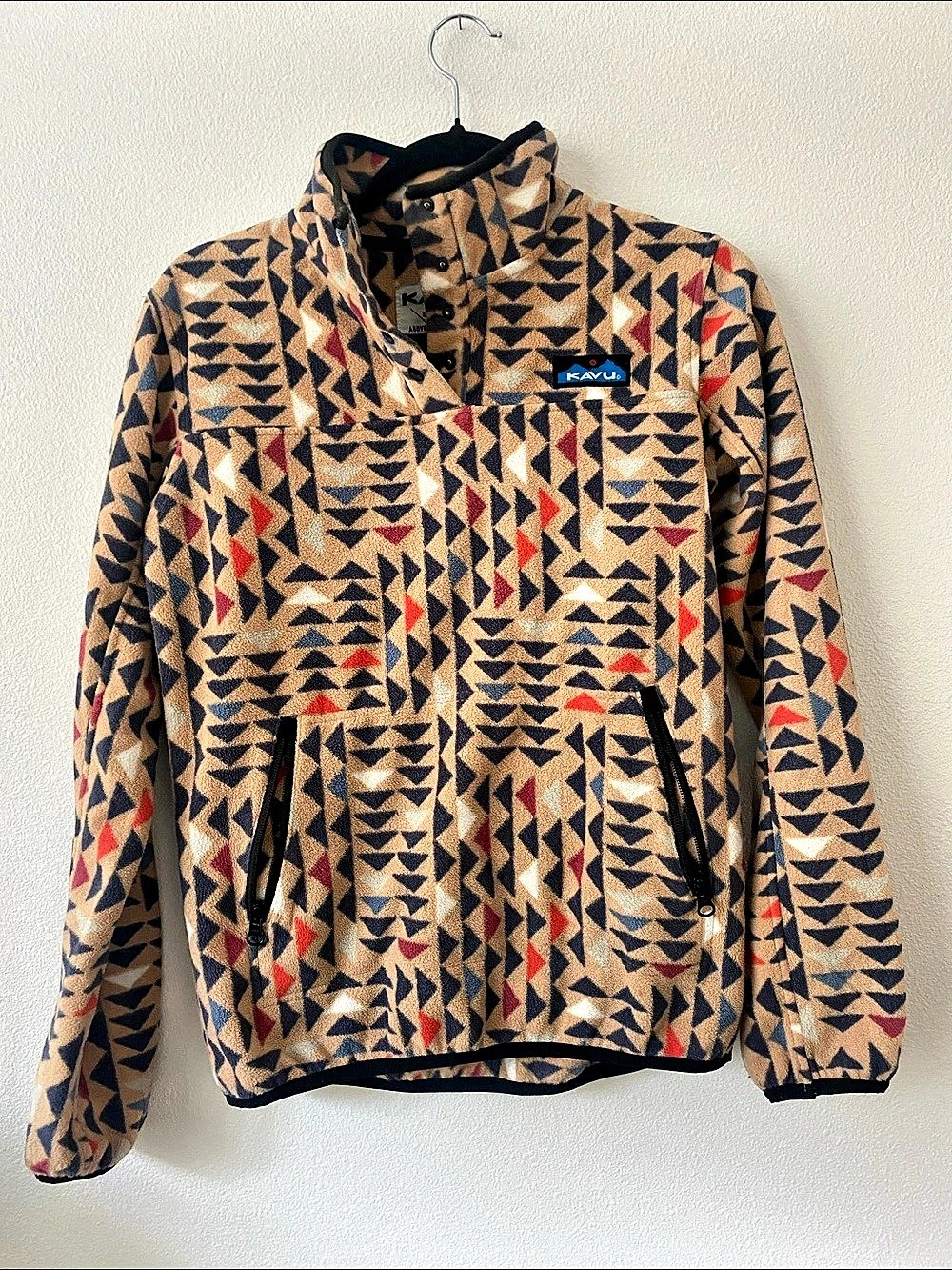 KAVU Cavanaugh Fleece Pullover Tan & Blue Size XS - Picture 1 of 7